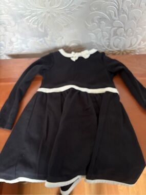 Janie and Jack Black Dress with Cream Trim Bow